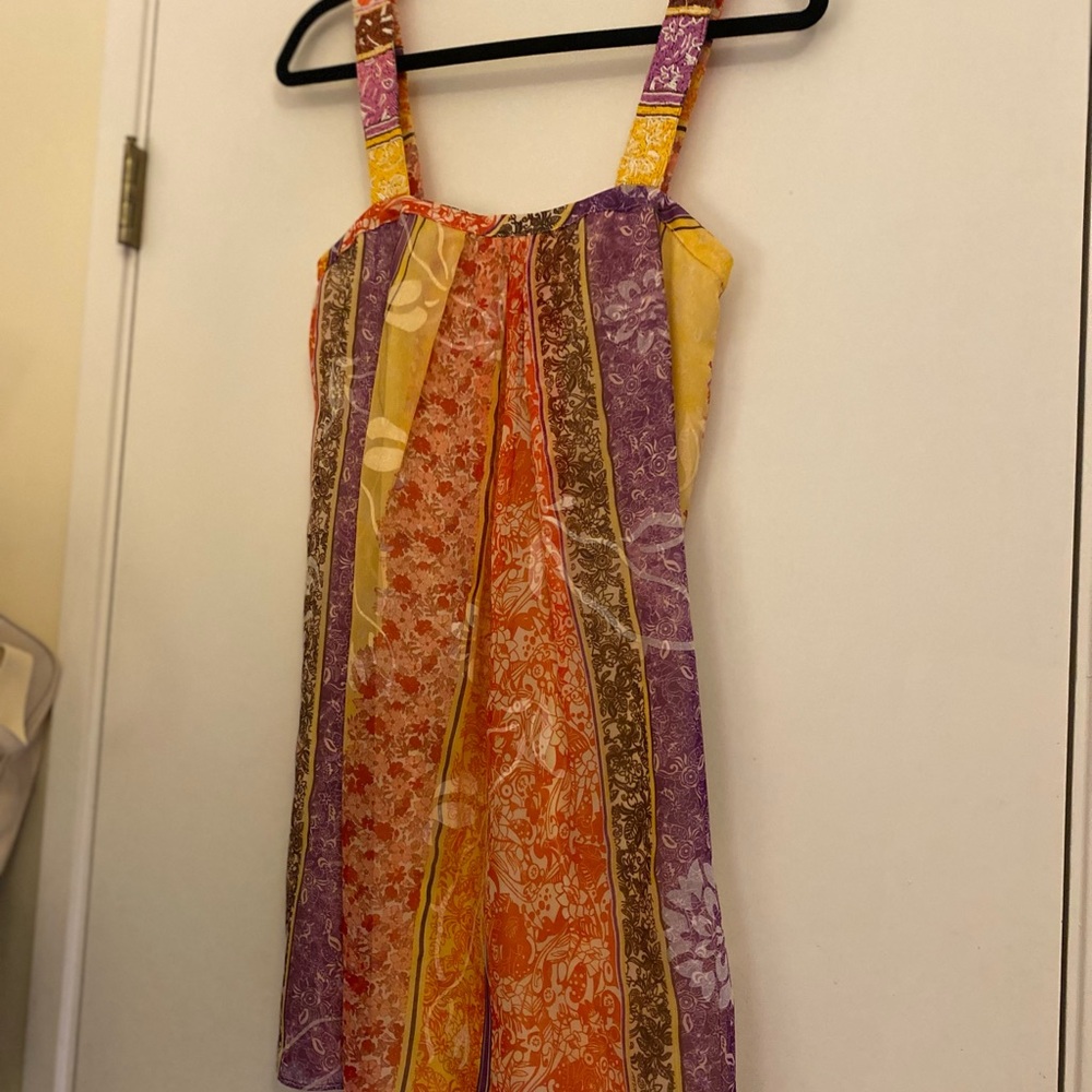 Alice + Olivia Silk Blend Patchwork Tank Dress
